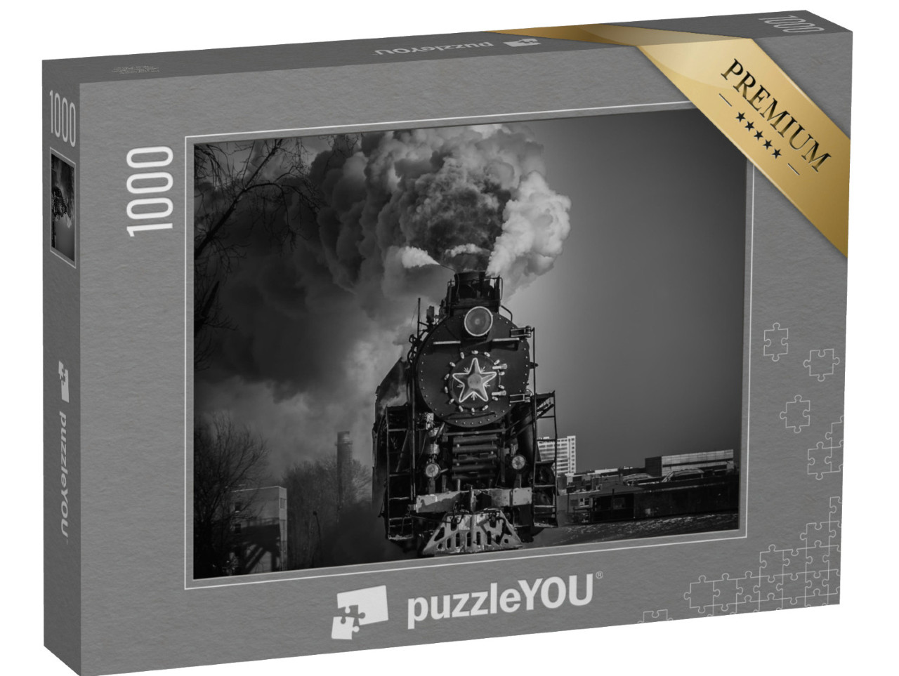 Puzzle 1000 pezzi „Locomotiva a vapore alla stazione ferroviaria di Kiev a Mosca“