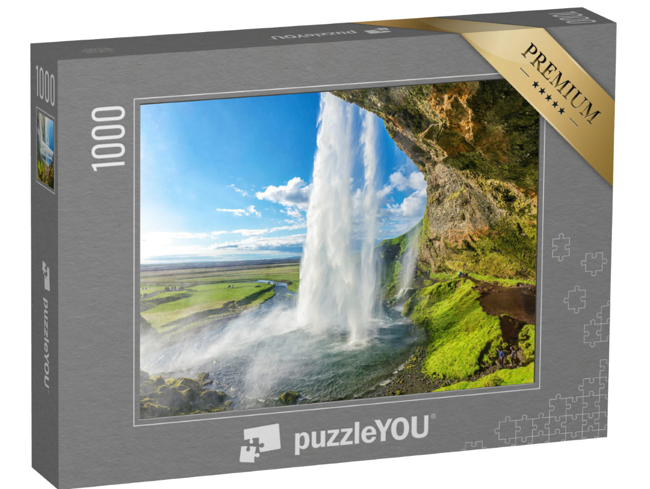 Puzzle 1000 pezzi „Sul retro di Seljalandsfoss in Islanda“