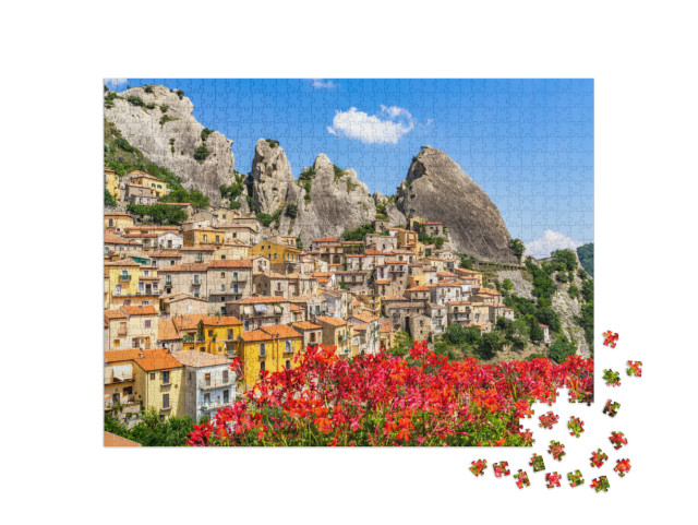 Puzzle 1000 pezzi „Il pittoresco borgo di Castelmezzano, Basilicata, Italia“