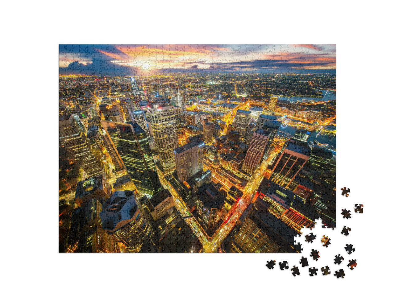 Puzzle 1000 pezzi „Paesaggio urbano di Sydney al tramonto“