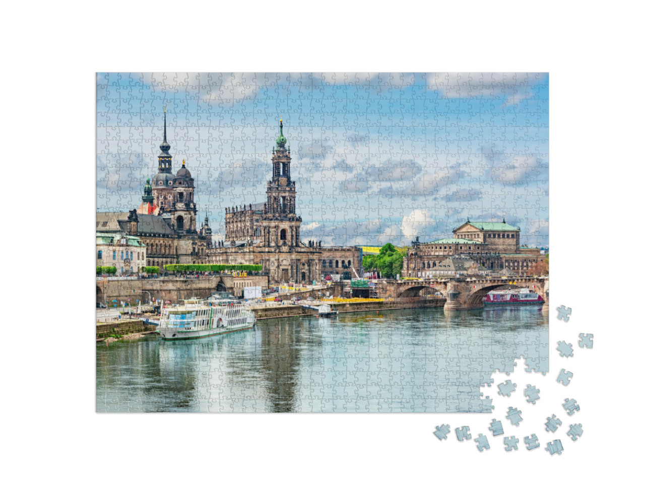 Puzzle 1000 pezzi „Paesaggio urbano di Dresda con l'Elba, Sassonia, Germania“