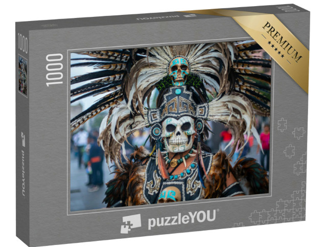 Puzzle 1000 pezzi „Danzatrice con costumi preispanici nello Zocalo di Città del Messico“