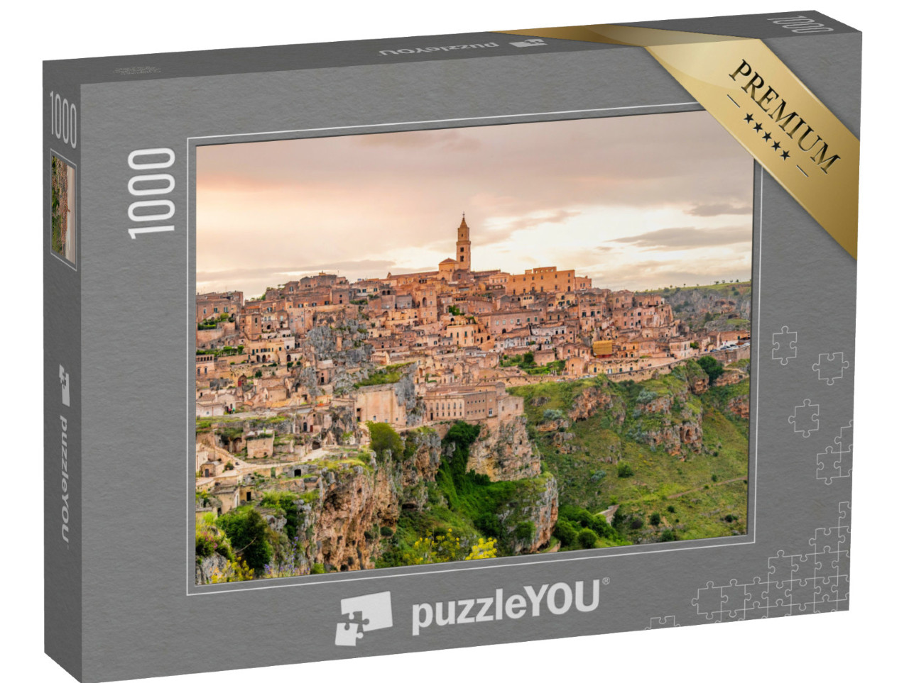 Puzzle 1000 pezzi „Veduta dell'antica città di Matera, Sassi di Matera in Basilicata, Italia“