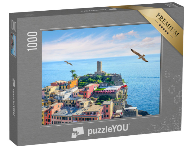 Puzzle 1000 pezzi „Torre Doria, antica fortificazione a Vernazza, cittadina sul mar Ligure, Italia“