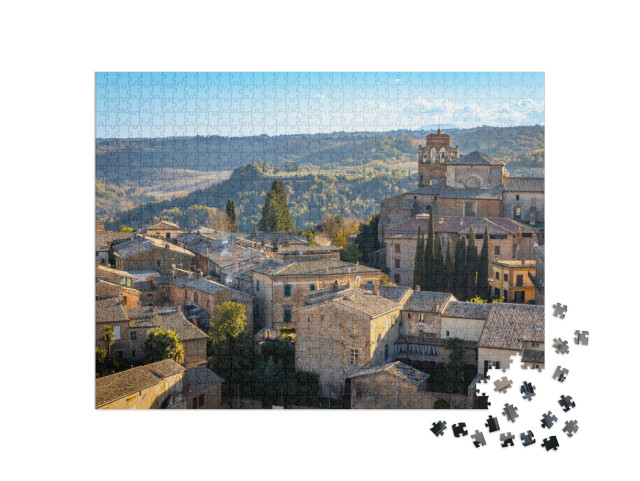 Puzzle 1000 pezzi „Vista del centro storico di Orvieto in Italia dall'alto dei tetti al tramonto“