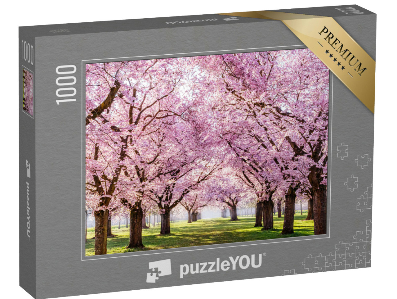 Puzzle 1000 pezzi „Il viale dei ciliegi in fiore di Sakura in un bellissimo parco“