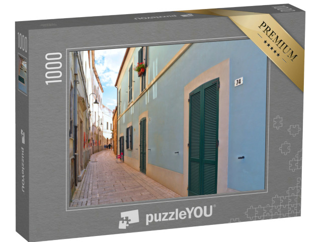 Puzzle 1000 pezzi „Vista dal centro storico al borgo antico di Termoli con le sue colorate case dei pescatori“