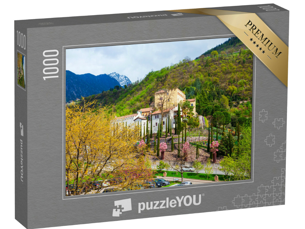 Puzzle 1000 pezzi „I Giardini di Castel Trauttmansdorff sono giardini botanici situati a Merano, nel nord Italia.“