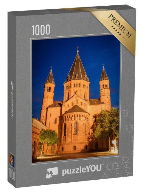 Puzzle 1000 pezzi „Cattedrale di Magonza di sera, Renania-Palatinato“