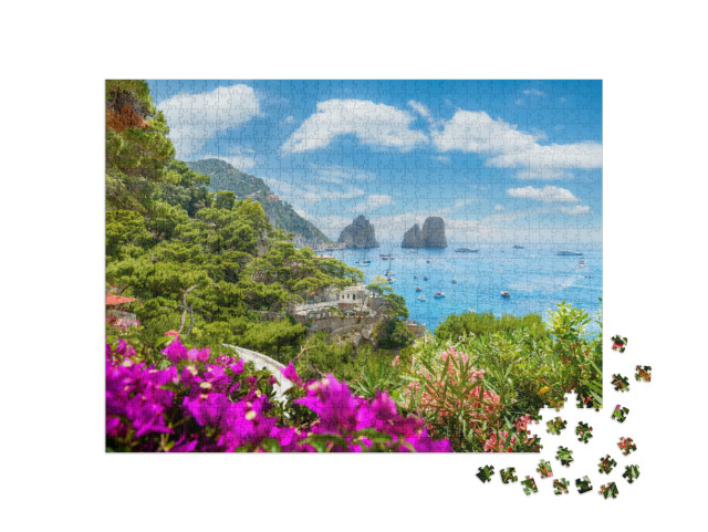 Puzzle 1000 pezzi „Paesaggio con l'isola di Capri, Mar Tirreno, Italia“