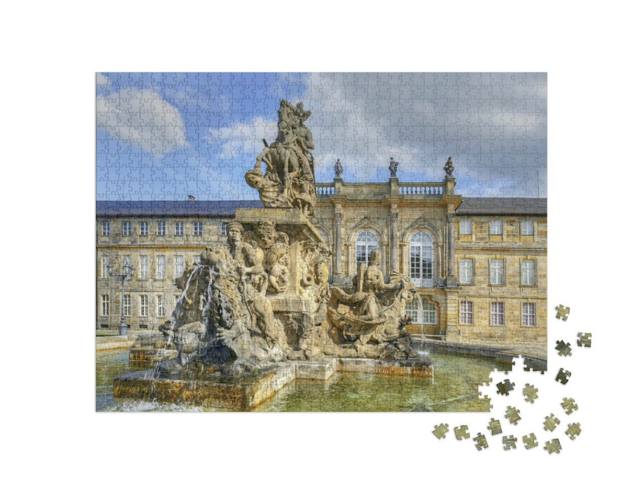 Puzzle 1000 pezzi „Bayreuth - Fontana e Palazzo Nuovo, Germania“