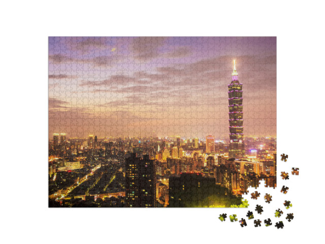 Puzzle 1000 pezzi „Lo skyline di Taipei con il famoso Taipei 101“