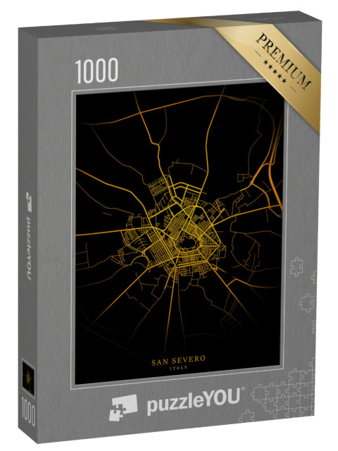 Puzzle 1000 pezzi „San Severo Mappa della città, San Severo Città Mappe Oro Nero Poster“