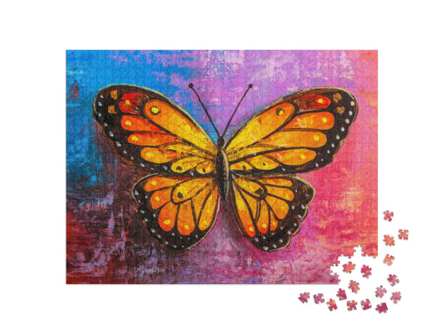 Puzzle 1000 pezzi „Pittura a olio: farfalla monarca“