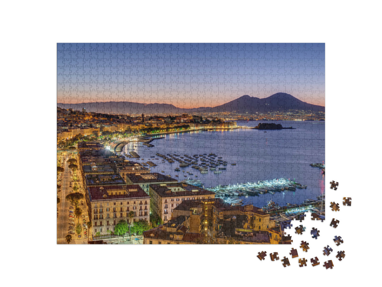 Puzzle 1000 pezzi „Napoli e il Vesuvio in Italia prima dell'alba“