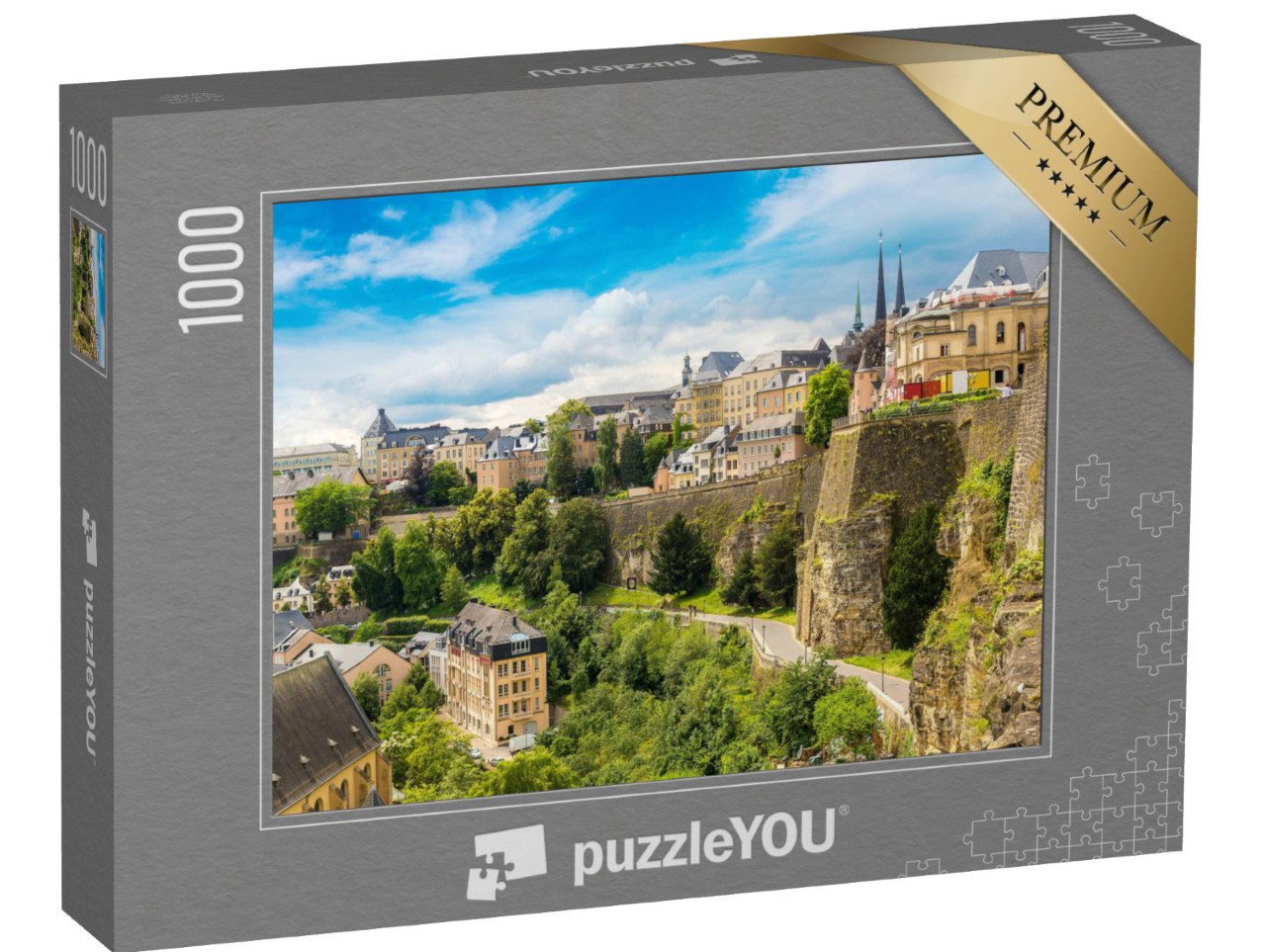 Puzzle 1000 pezzi „Vista aerea panoramica del Lussemburgo in una bella giornata estiva“