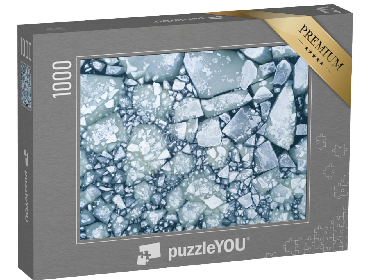 Puzzle 1000 pezzi „Ghiaccio bianco e acqua scura in inverno“