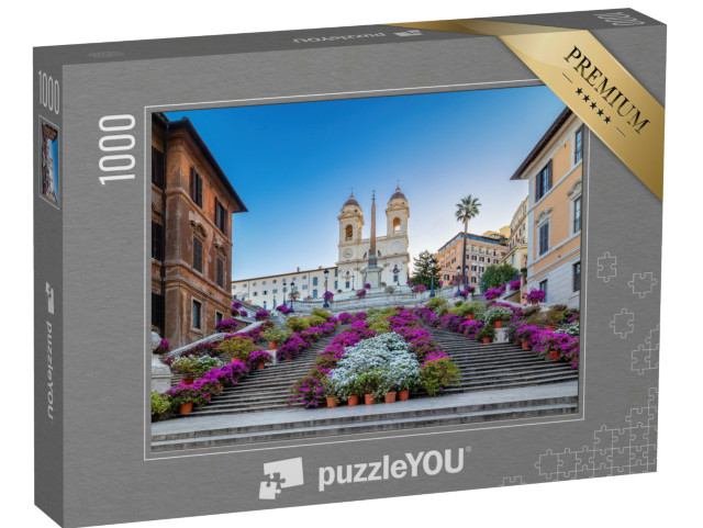 Puzzle 1000 pezzi „La famosa scalinata di Piazza di Spagna e la chiesa di Trinità dei Monti in cima a Roma, Italia.“