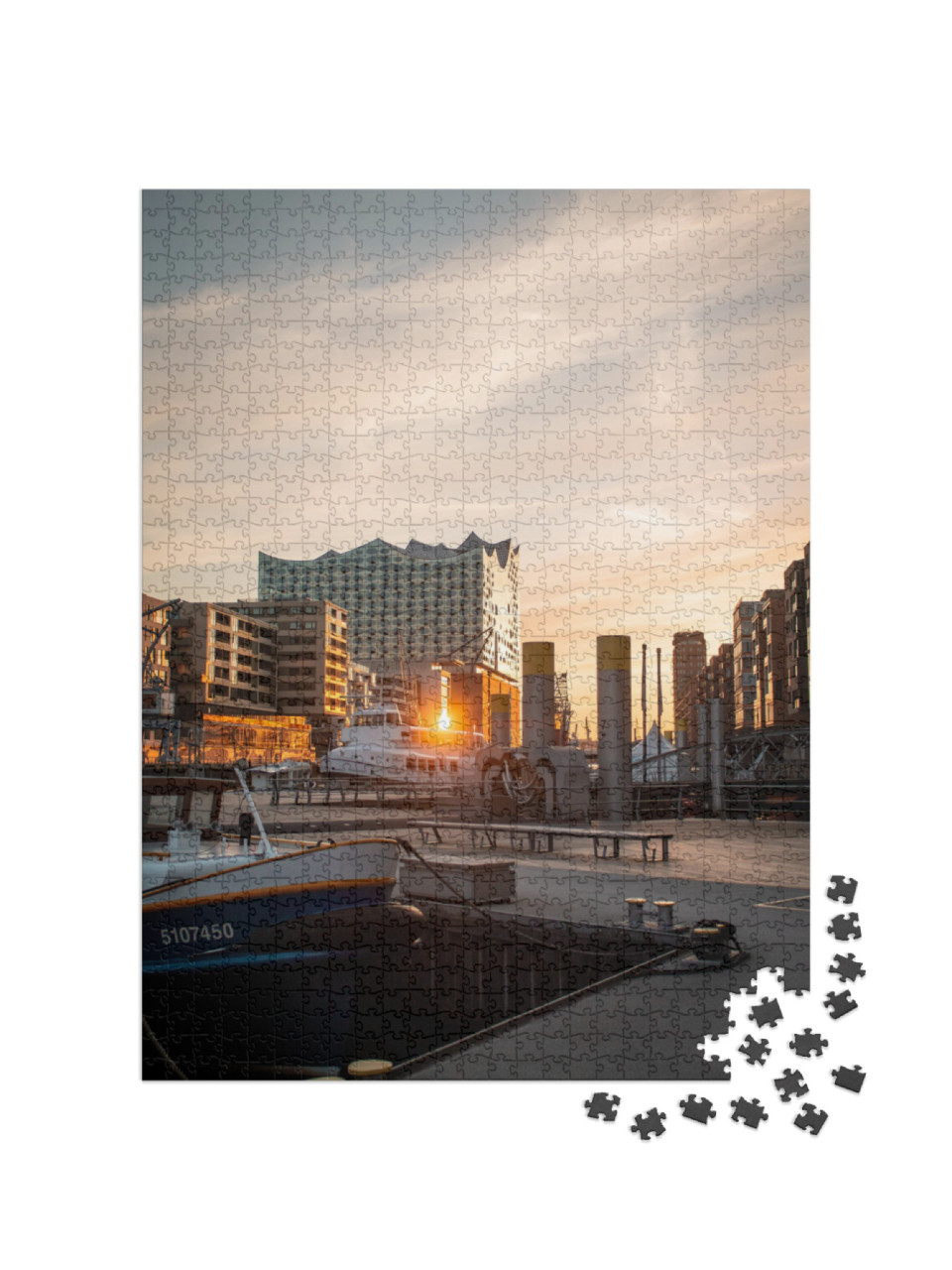 Puzzle 1000 pezzi „Elbphilharmonie alla luce del tramonto, Amburgo“