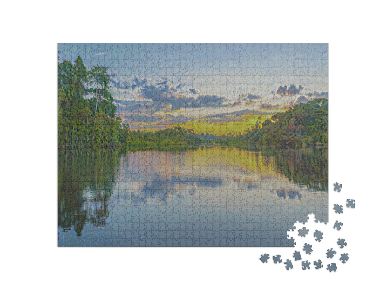 Puzzle 1000 pezzi „nello stile artistico di Claude Monet: Tramonto sul Rio delle Amazzoni“