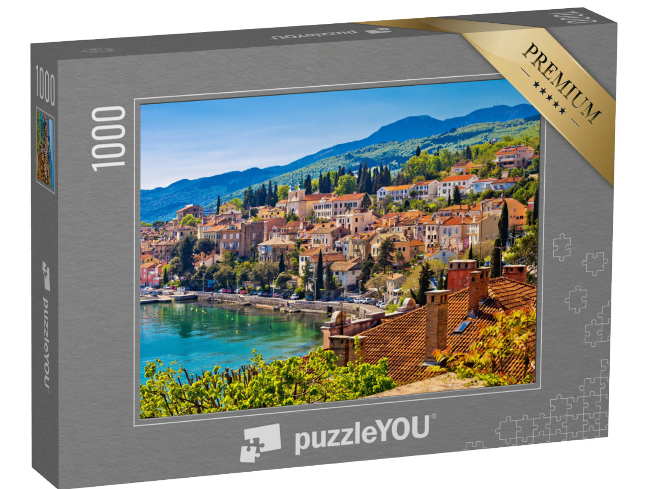 Puzzle 1000 pezzi „Volosko con vista mare, Riviera di Opatija in Croazia“