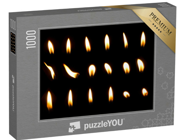 Puzzle 1000 pezzi „Fiamma di candela isolata su sfondo nero“
