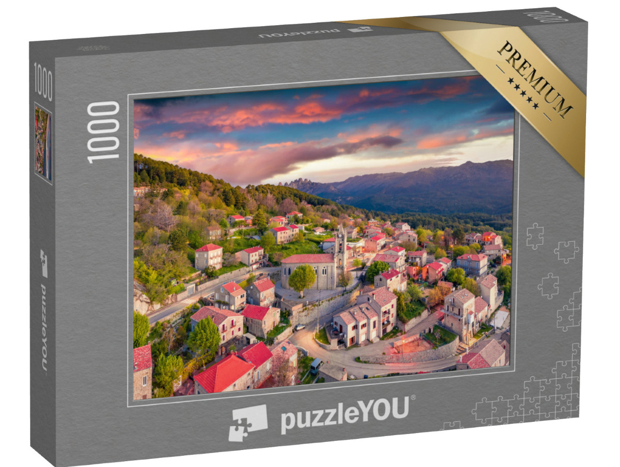 Puzzle 1000 pezzi „Vista mattutina dell'isola di Corsica, Francia, Europa“