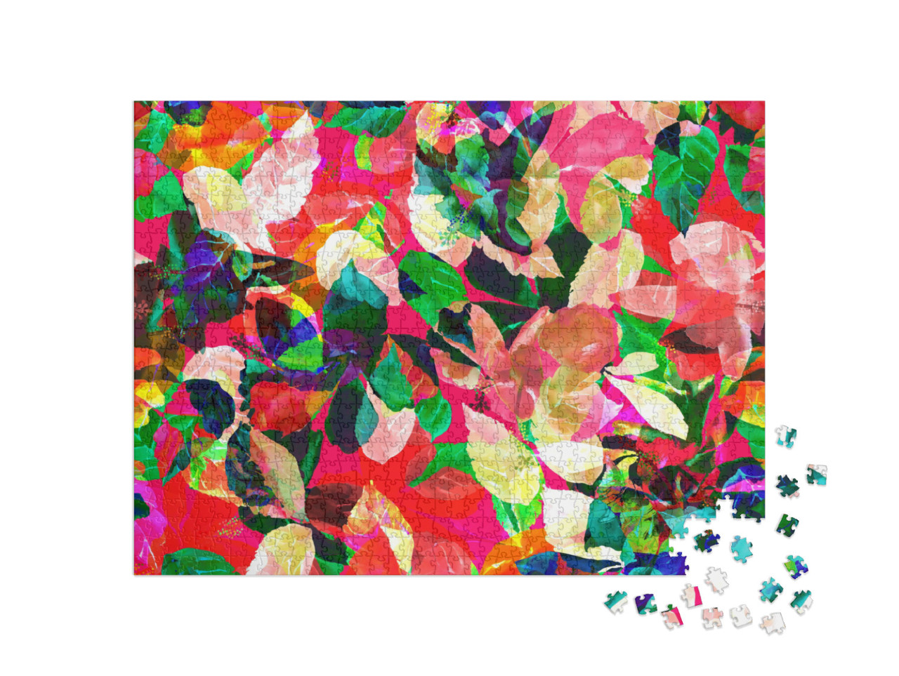 Puzzle 1000 pezzi „Acquerello: foglie colorate d'autunno“