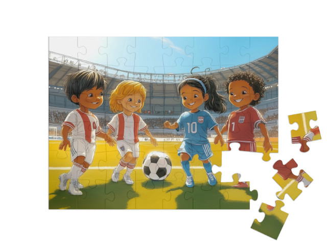 Puzzle 48 pezzi „Divertimento calcistico con gli amici“