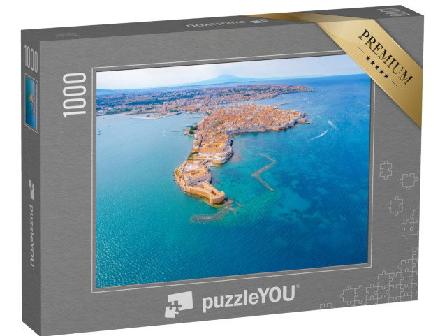 Puzzle 1000 pezzi „Antenna dell'isola di Ortigia, centro storico con il mare turchese di Siracusa“