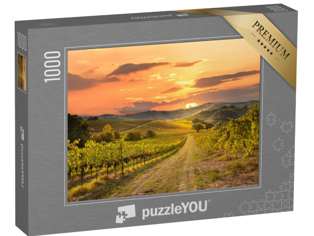 Puzzle 1000 pezzi „Vigneti e cantina al tramonto“