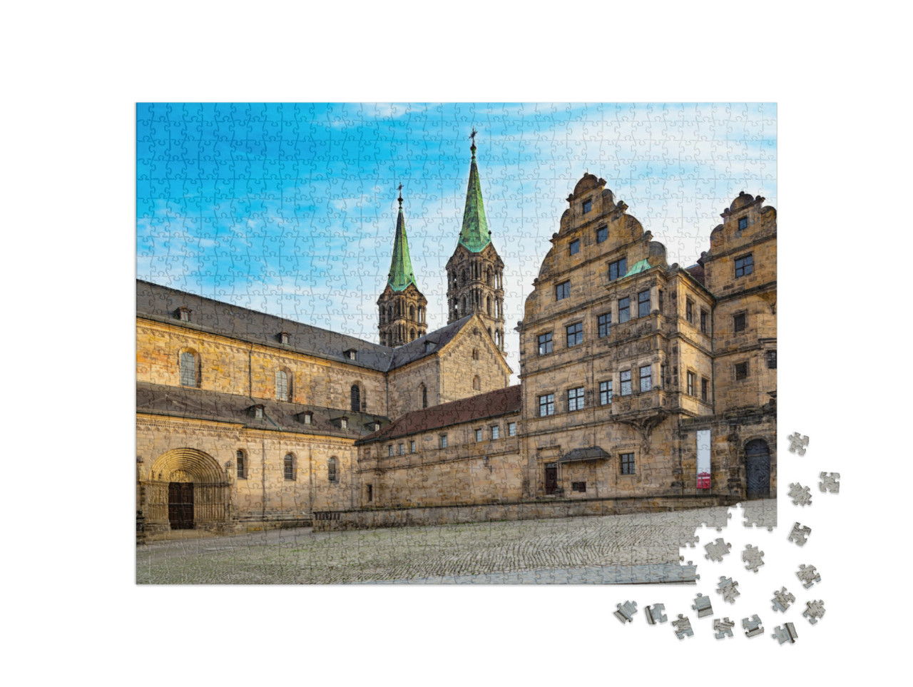 Puzzle 1000 pezzi „Vista dell'antica cattedrale di Bamberg, Germania“
