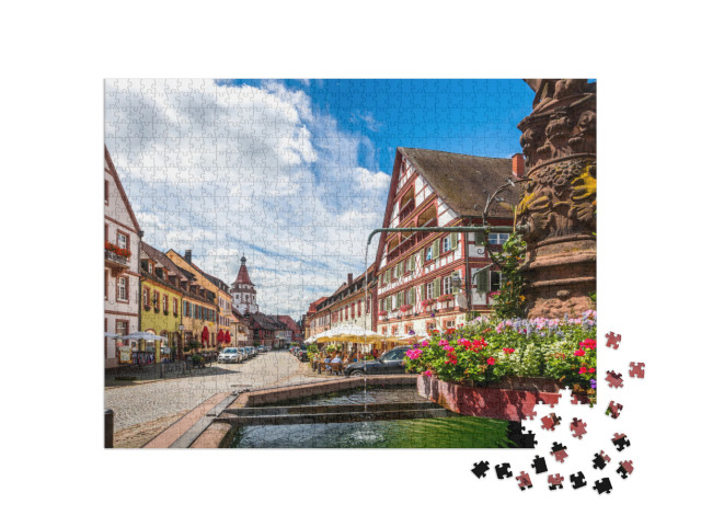 Puzzle 1000 pezzi „Il pittoresco centro storico di Gengenbach nella Foresta Nera“