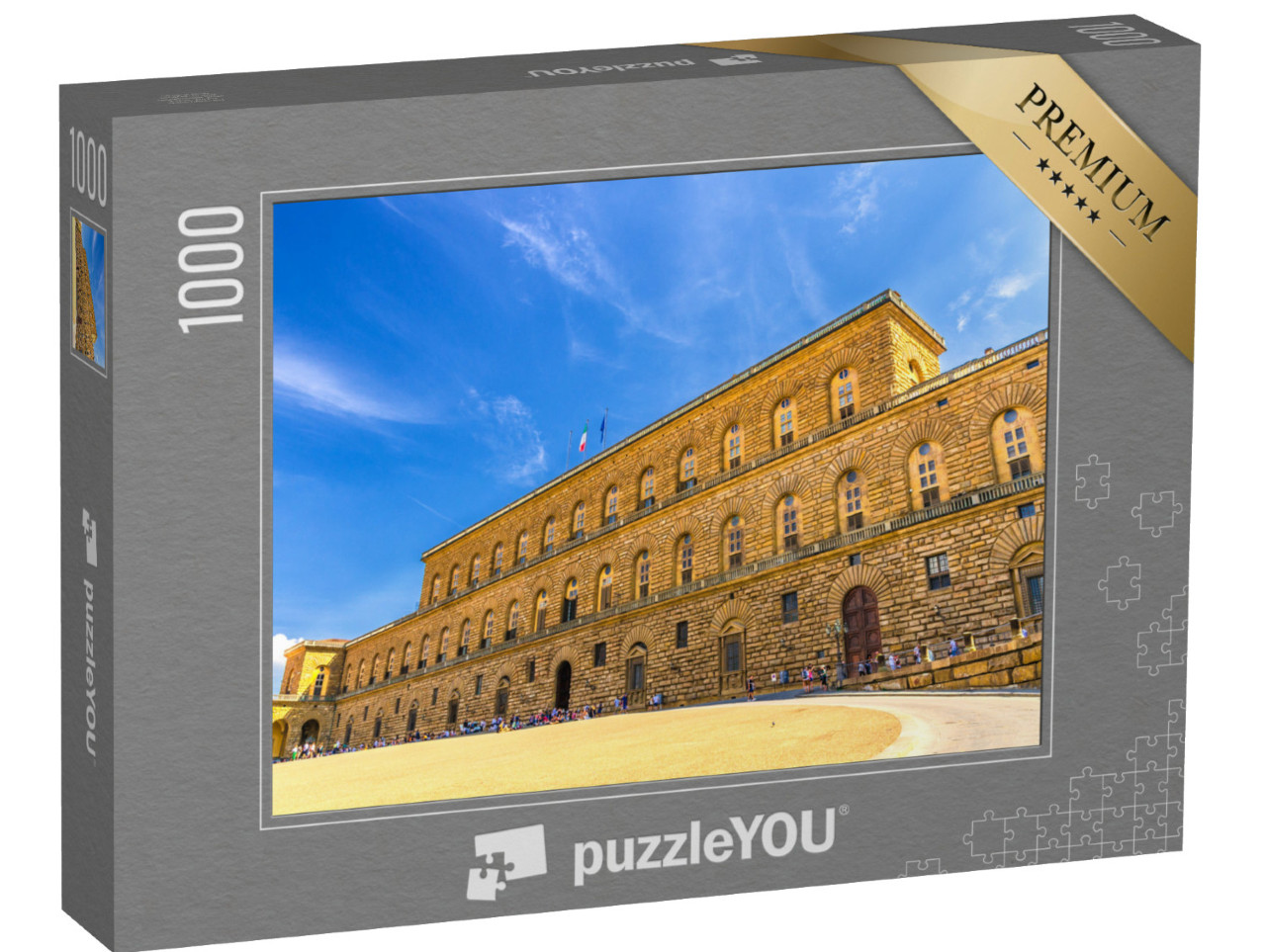 Puzzle 1000 pezzi „Facciata di Palazzo Pitti con la Galleria d'Arte Moderna nel centro storico di Firenze“