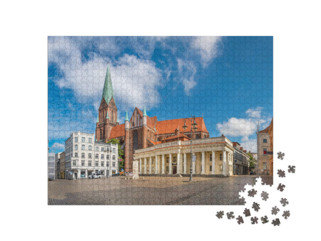 Puzzle 1000 pezzi „Piazza del mercato e cattedrale di Schwerin, Germania“