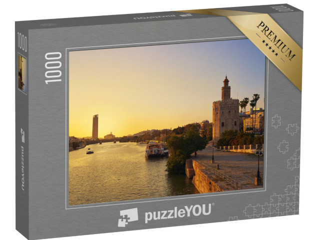 Puzzle 1000 pezzi „Tramonto su Siviglia: Torre del Oro, Spagna“