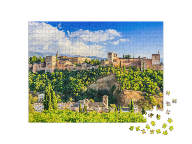 Puzzle 1000 pezzi „L'imponente fortezza dell'Alhambra a Granada, in Spagna“
