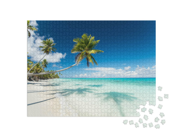 Puzzle 1000 pezzi „Sabbia bianca sulla spiaggia di Fakarava nella Polinesia francese“