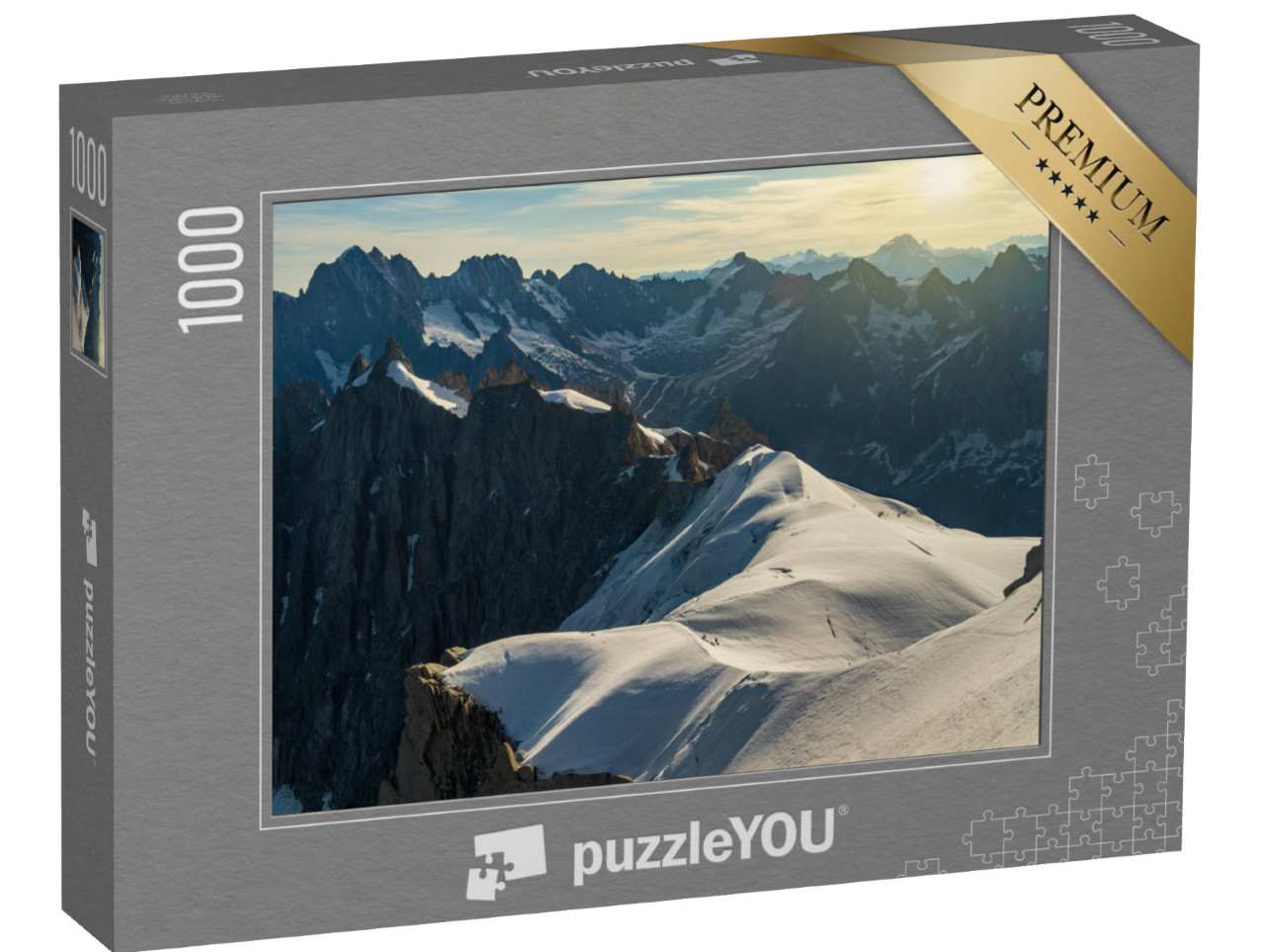 Puzzle 1000 pezzi „Massiccio del Monte Bianco, Alpi al confine tra Francia e Italia“