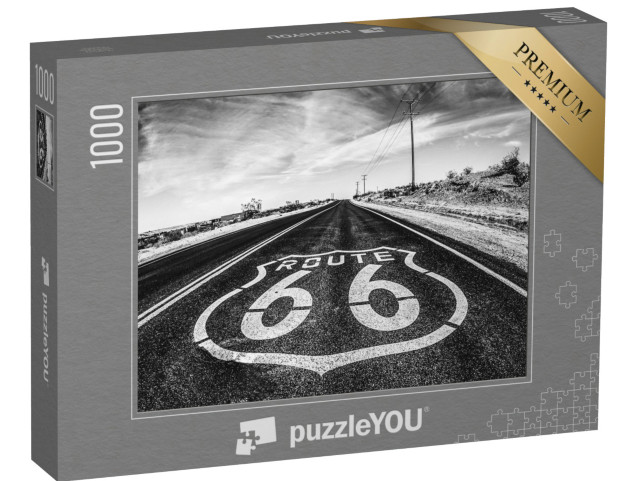 Puzzle 1000 pezzi „Route 66: cartelli stradali nel mezzo del deserto del Mojave, California“