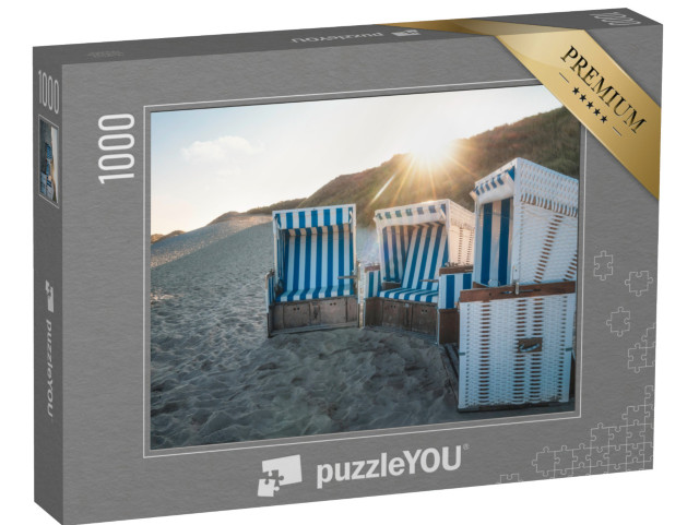 Puzzle 1000 pezzi „Sedie da spiaggia all'alba sull'isola di Sylt“