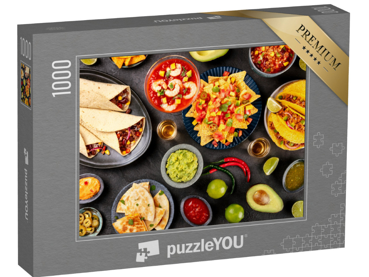 Puzzle 1000 pezzi „Cucina messicana: nachos, tequila, guacamole“