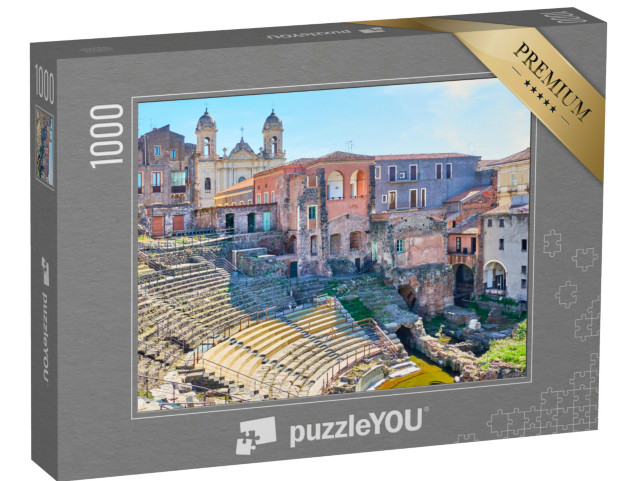 Puzzle 1000 pezzi „Vista panoramica di Catania con l'antico teatro romano, Sicilia, Italia“