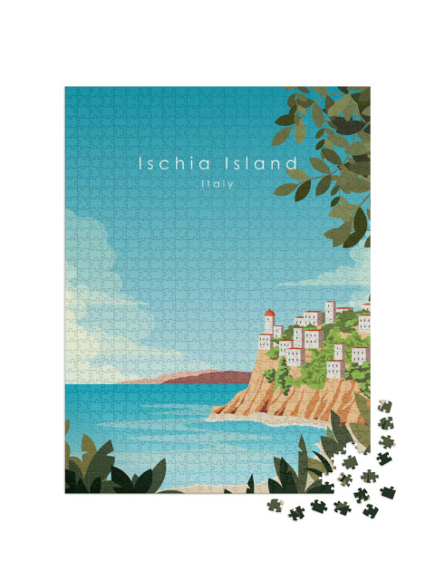 Puzzle 1000 pezzi „Illustrazione vettoriale. Italia. Poster turistico. Cartolina, banner verticale, copertina“