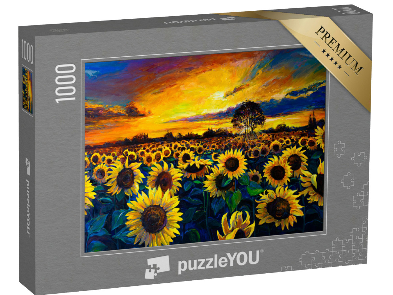 Puzzle 1000 pezzi „Pittura a olio: Campo di girasoli“