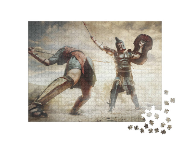 Puzzle 1000 pezzi „Illustrazione: Guerriero greco antico in battaglia“
