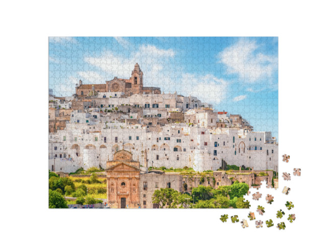 Puzzle 1000 pezzi „La città bianca di Ostuni, Brindisi, Puglia, Italia“