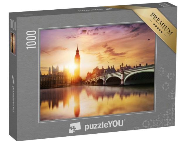 Puzzle 1000 pezzi „Il Big Ben e il ponte di Westminster al tramonto, Londra, Inghilterra“