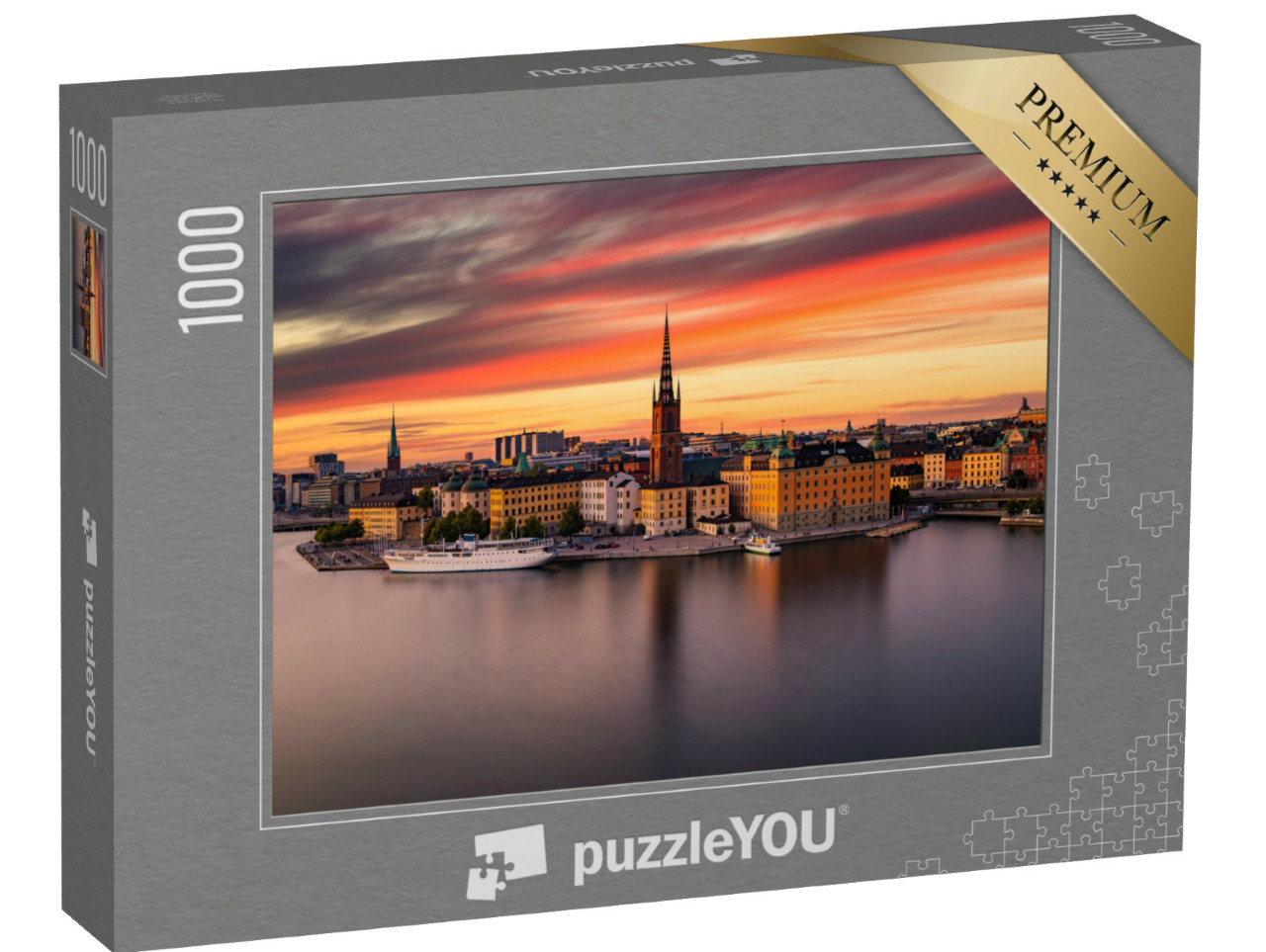 Puzzle 1000 pezzi „Gamla Stan, il centro storico di Stoccolma al tramonto, Svezia“