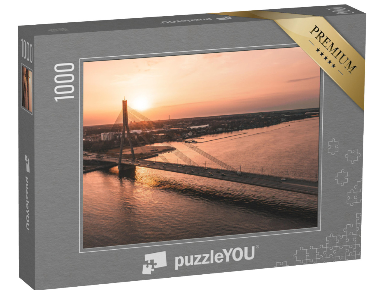 Puzzle 1000 pezzi „Ponte sul fiume al tramonto“